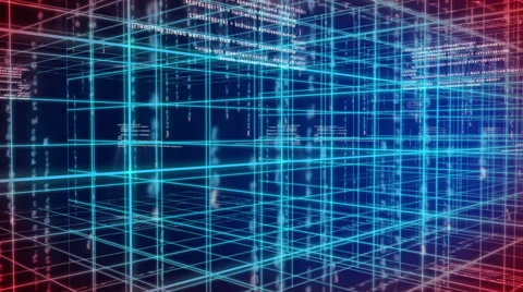 Digital technology and line backgorund rotating 90 4K red+blue Stock Footage 68568727