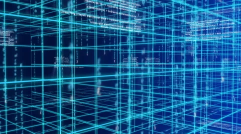 Digital technology and line backgorund rotating 90 4K blue Stock Footage 68568737