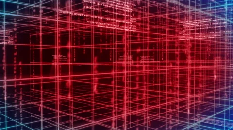 Digital technology and line backgorund rotating 90 4K blue+red Stock Footage 68568804