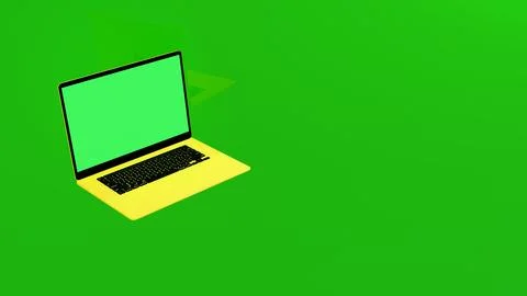 Digital technology and modern communication, yellow laptop with green screen Stock Illustration