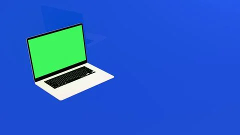 Digital technology and remote work concept, laptop with green screen for chroma Illustrazione stock