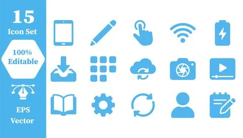 Digital technology and user interface icon set for web and mobile with inte.. Stock Illustration