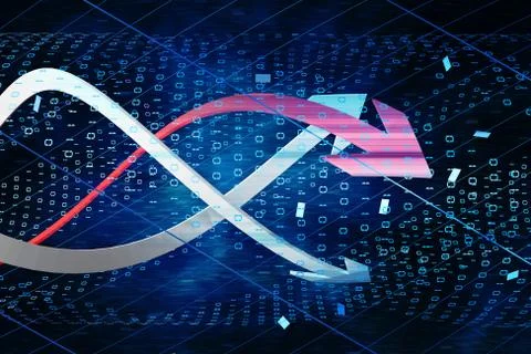 Digital Technology Arrow and Network Data Transmission 스톡 일러스트