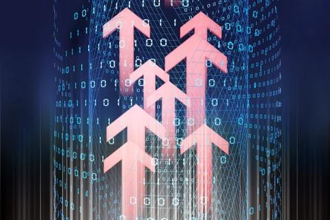 Digital Technology Arrow and Network Data Transmission Stock Illustration