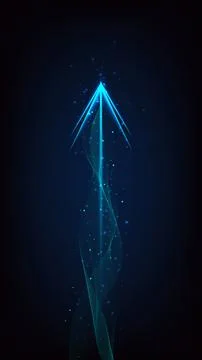 Digital Technology Arrow Ascending on Dark Background with Glowing Blue Lig.. Stock Illustration