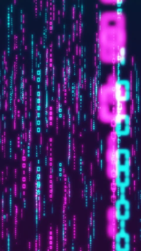 Digital technology backdrop. Encoded number lines colorful stream Vidéo 280145060