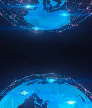 Digital technology background 3d rendering , global connection , copy space , Stock Illustration