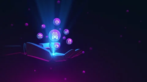 Digital Technology Background Animation with Futuristic Data and UI Elements Stock Footage 305731816