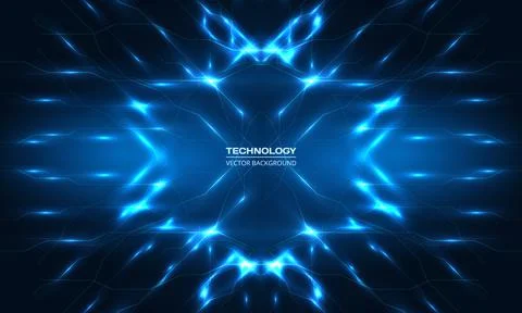 Digital technology background with blue lines and light rays effect. Stock Illustration