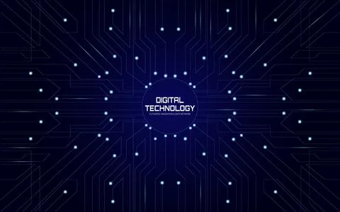 Digital technology background with circuit board lines and data network nodes イラスト素材