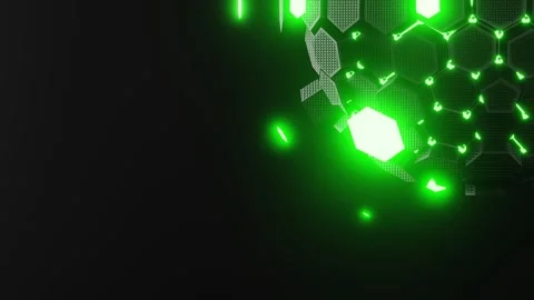 Digital technology background with green hexagonal symbol representing futurism Stock Footage 278027483