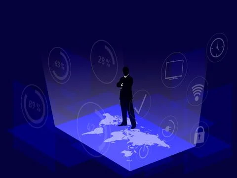 Digital technology, background, modern silhouette designe 3d Illustrazione stock