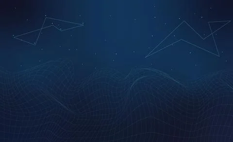 Digital technology banner. Abstract lines and dots connect background. Stock Illustration