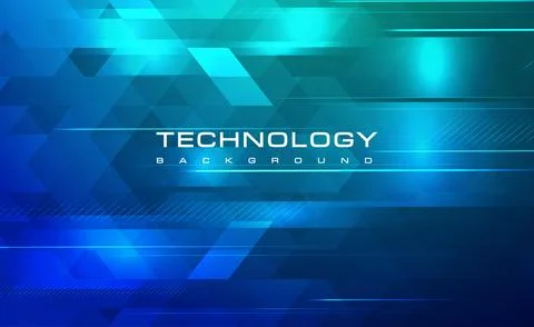 Digital technology banner blue green background concept cyber technology polygon Stock Illustration