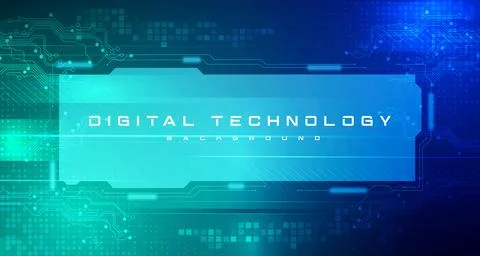 Digital technology banner blue green background concept cyber technology light Stock Illustration