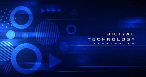 Digital technology banner blue green background concept, cyber technology light  Stock Illustration