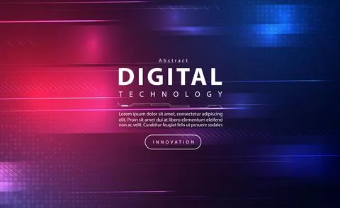 Digital technology banner blue pink background concept cyber security technology Stock Illustration