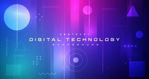 Digital technology banner blue pink background concept cyber technology light Illustrazione stock