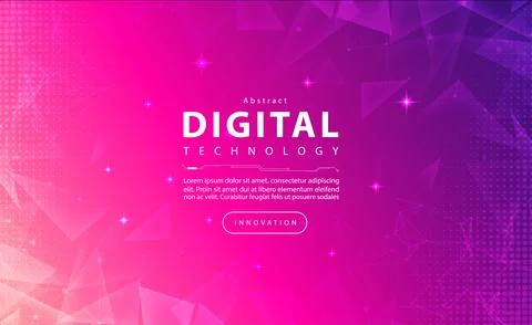 Digital technology banner pink background, purple color technology light effect Stock Illustration