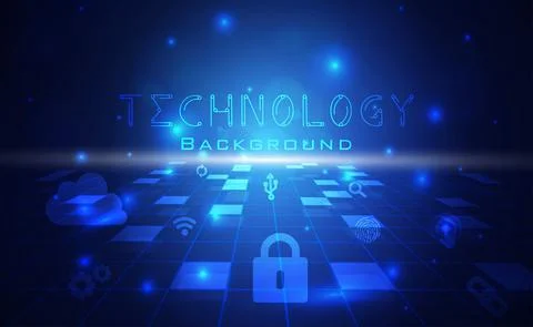 Digital technology banner pink blue background concept with technology line Stock Illustration