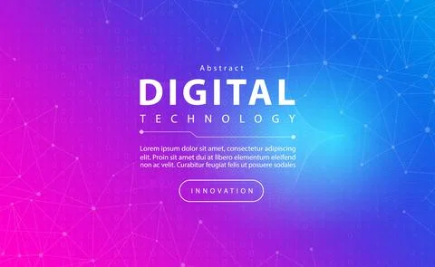Digital technology banner pink blue background concept with technology line Stock Illustration