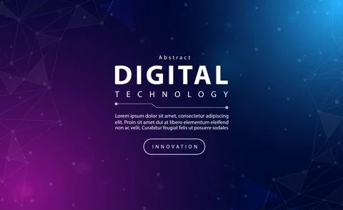 Digital technology banner pink blue background concept with technology line Stock Illustration