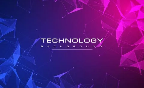 Digital technology banner pink blue background concept with technology light Illustrazione stock