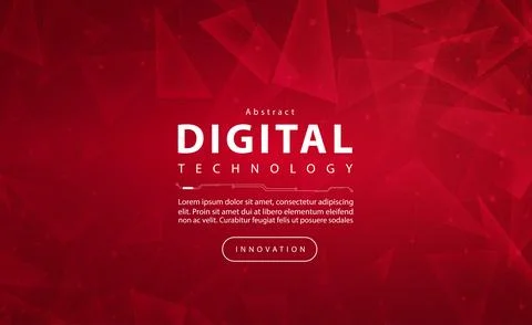 Digital technology banner red background concept, circuit technology light  tech Illustrazione stock