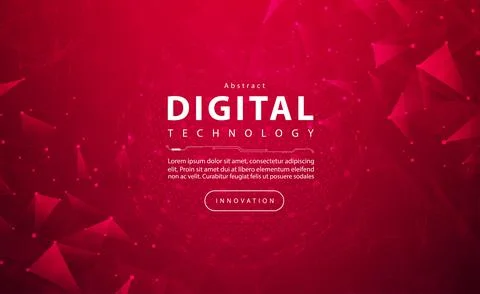 Digital technology banner red background concept with technology light effect Illustrazione stock