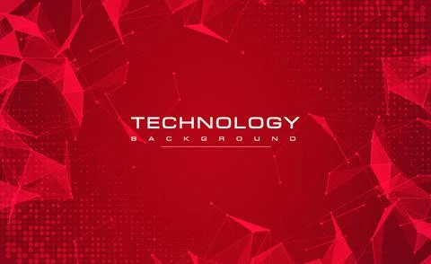 Digital technology banner red background concept circuit technology light effect Stock Illustration