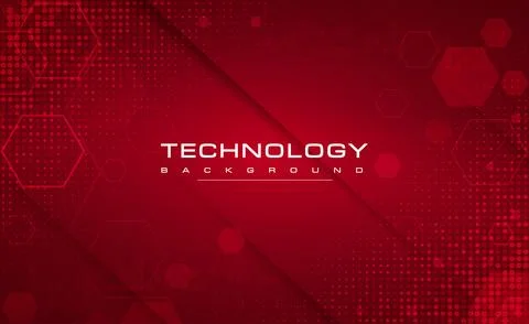 Digital technology banner red background concept circuit technology light effect Stock Illustration