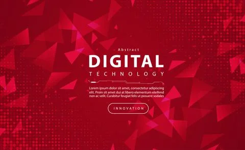 Digital technology banner red background concept circuit technology light effect Illustrazione stock