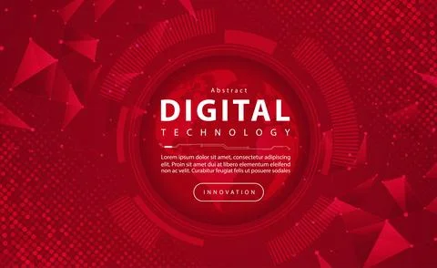 Digital technology banner red background concept circuit technology light effect Stock Illustration