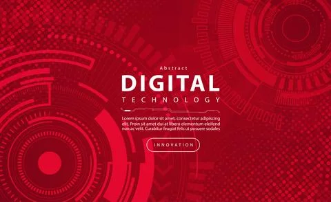 Digital technology banner red background concept circuit technology light effect Stock Illustration