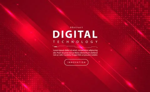 Digital technology banner red background concept circuit technology light effect Stock Illustration
