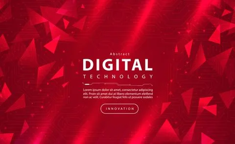 Digital technology banner red background concept circuit technology light effect Stock Illustration