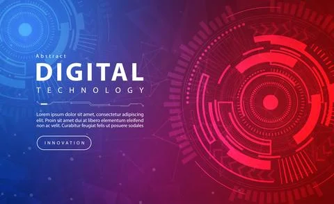 Digital technology banner red blue background concept, technology light purple Illustrazione stock