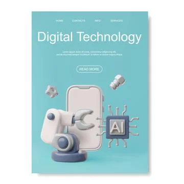 Digital technology banner template with 3D chatbot icon vector illustration Stockillustratie