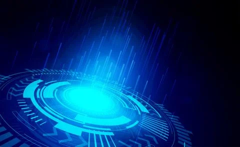 Digital technology big data blue background cyber cloud security abstract tech Stock Illustration