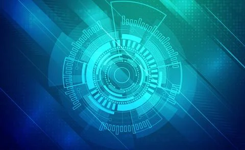 Digital technology big data blue green background cyber security abstract tech Stock Illustration