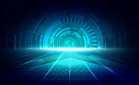 Digital technology big data blue green background cyber security abstract Stock Illustration