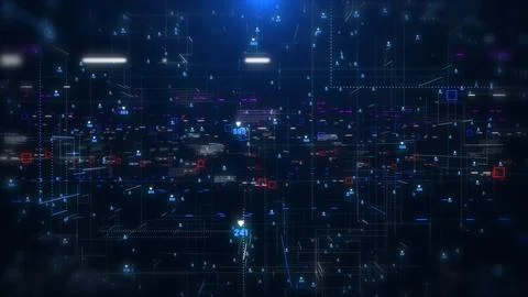 Digital technology big data connection fly through concept illustration. Stock Illustration