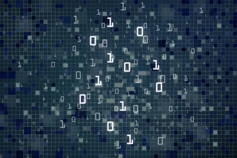 Digital technology binary background. light blue digital data flowing from to Stock Illustration