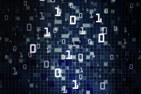 Digital technology binary background. light blue digital data flowing from to Stockfoto's