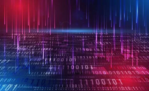 Digital technology Binary code blue background, Matrix cyber technology security Stock Illustration