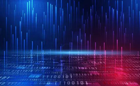 Digital technology Binary code blue background, Matrix cyber technology security Stock Illustration