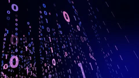 Digital technology with binary digits light path in line data, future data te Illustrazione stock