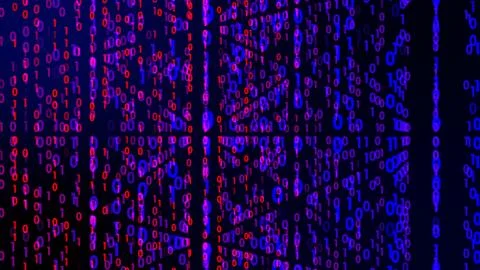 Digital technology with binary digits light path in line information data abs 库存插图