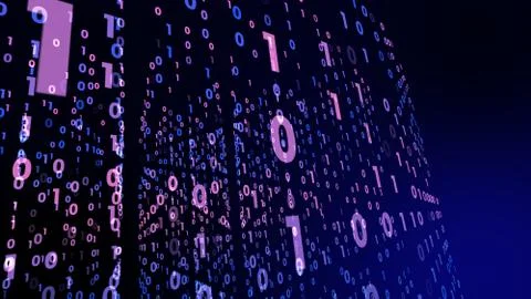 Digital technology with binary digits light path in line data, future data te Foto stock