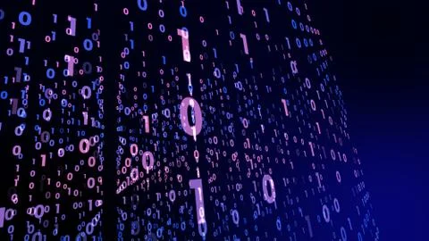 Digital technology with binary digits light path in line data, future data te Foto stock